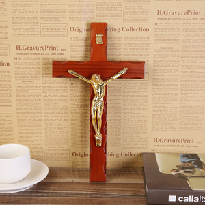 Cristianismo Cruzado cruz cristiana de madera maciza pared Jesús Gran Cruz de la Iglesia Católica decoración de la pared - Product Image 3