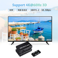 Matrice HDMI SYONG 2x2 avec télécommande IR, prend en charge HDMI 2.0b, HDCP2.2, HDR10, Ultra HD, commutateur/splitter HDMI 3D 2 entrées 2 sorties