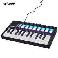 Teclado con controlador MIDI de 25 teclas, USB Mini, 16 almohadillas de batería RGB, 8 perillas, software de música Midis incluido, de 25 teclas, II, de 1 a 2, 1 a 2