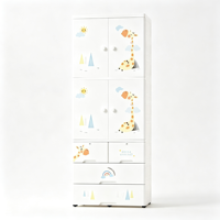 Armoire en plastique pour enfants avec barre de suspension et plusieurs tiroirs pour ranger les vêtements de bébé