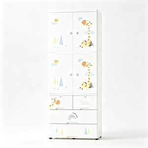 <span class=keywords><strong>Armoire</strong></span> en plastique pour enfants avec barre de suspension et plusieurs tiroirs pour ranger les vêtements de bébé - Product Image 1