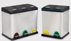 Cubo de Basura de Acero Inoxidable de 24L con Tres Compartimentos, con Pedal, para Uso <span class=keywords><strong>en</strong></span> Interiores y Exteriores, para el Hogar y <span class=keywords><strong>la</strong></span> <span class=keywords><strong>Comunidad</strong></span> - Product Image 6