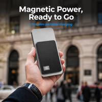 QSF Slim Magnetic Charger 5000mAh Kapasitas Tinggi Power Bank 10000MAH Pd 15W Pengisi Daya Nirkabel Cepat untuk Perjalanan Luar Ruangan dan Perjalanan Sehari-hari
