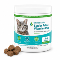 Complément alimentaire pour chats seniors formulé par des vétérinaires avec 500 millions de probiotiques et MSM pour la flexibilité des articulations, nutrition quotidienne, 90 comprimés