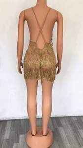 Sexy Spaghetti Strap Deep V Gold Tassel Cocktail Party <strong>Dress</strong> Women Backless Showgirl <strong>Ballroom</strong> Latin <strong>Dance</strong> <strong>Dress</strong> Club <strong>Dresses</strong> - Product Image 4