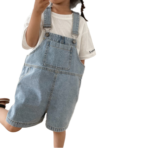 Nuevo Mono de Mezclilla Delgada para Niños de Verano, Overol con Tirantes para Niños y Niñas, Lavado, Desgastado, con Bolsillos Grandes - Product Image 1