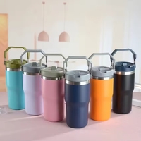 Gobelet en acier inoxydable de 20oz 30oz avec paille Bouteille d'eau isolée sous vide pour la maison, le bureau ou la voiture Tasse réutilisable avec paille