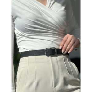 Cinturón de Mujer con Hebilla Cuadrada, Negro, Chapado en Aleación, Estilo Casual, Hebilla con Marco Cuadrado - Product Image 2