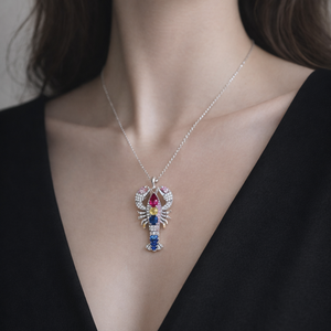 Nuevo Collar con Colgante de Langosta Chapado en Oro de 14K y Plata, con Gema Pavé, Hipoalergénico, Antideslustre, de Lujo, para Fiesta Oceánica, para Mujer - Product Image 1