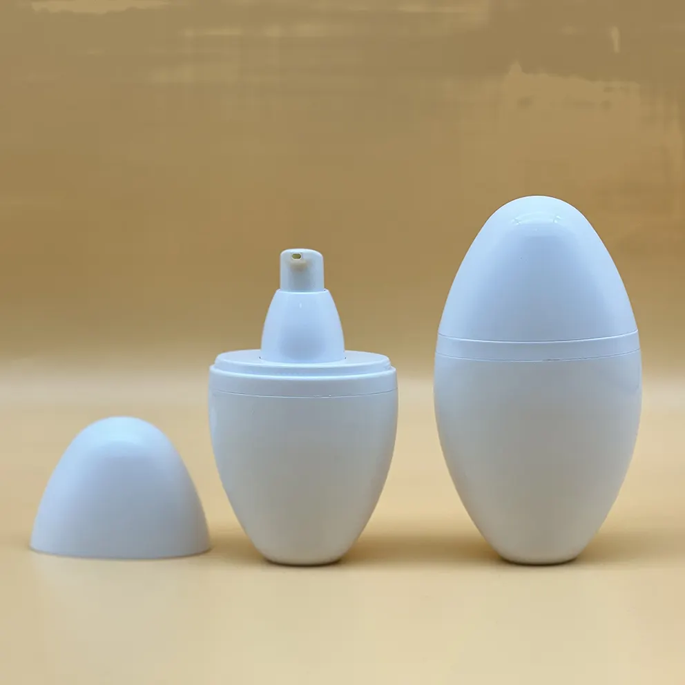 कॉस्मेटिक प्लास्टिक खाली अंडे के आकार की अनोखी 15 मिली 30 मिली 60 मिली लोशन पंप बोतल