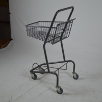 Chariot de caisse compact pour le commerce de détail, roulettes en PU de 3 pouces à roulement fluide, cadre en acier thermolaqué, deux paniers, chariot de courses