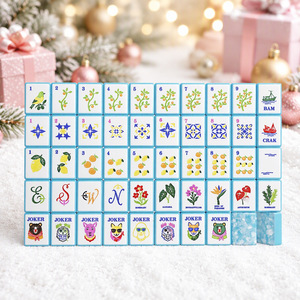 Juego de Fichas de Mahjong Acrílicas con Diseño Floral Azul Americano, Fichas de Cristal de Alta Calidad Hechas a Mano para Uso Doméstico, Juegos de Ajedrez y Cartas, Ideal para Regalo - Product Image 4