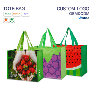 Bolsas de Polipropileno Reutilizables Resistentes para Compras, Bolsas de Supermercado Tejidas de PP Laminadas Impermeables y Ecológicas con Logotipo - Product Image 1