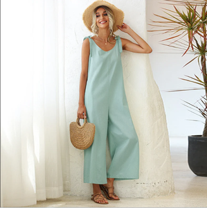 Mono largo con cinturón medio de verano para mujer de la mejor calidad, nuevo estilo, vestido de diseño africano elegante de lino 100% con bordado de algodón - Product Image 6