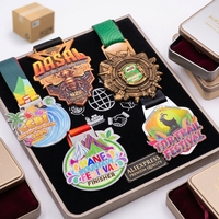 Médailles personnalisées en métal 3D pour marathon et trail, récompense sportive en alliage de zinc avec ruban pour événements sportifs