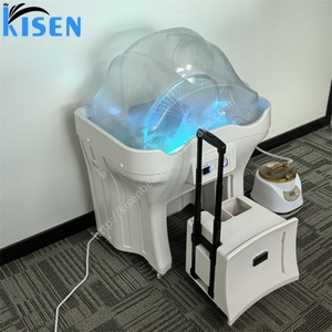 Machine de lavage de cheveux Kisen Beauty Salon personnalisée à hauteur réglable avec réservoir d'eau propre de 50L, réservoir d'eau usée de 25L et chauffe-eau rapide - Product Image 2