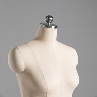 Maniquí europeo de medio cuerpo para costura con base con ruedas, forma de maniquí de lona con clavijas para estudio de diseñadores de moda
