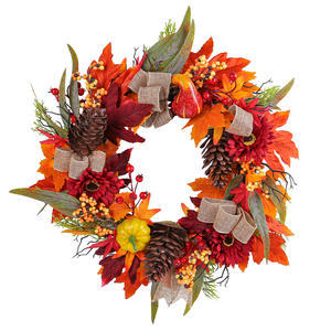 Pendentif mural transfrontalier d'inspiration automne <span class=keywords><strong>tournesol</strong></span> rouge cône de pin fleur anneau Simulation feuille d'érable branche <span class=keywords><strong>morte</strong></span> décoration de vigne - Product Image 5