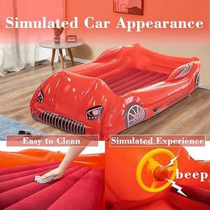Красный автомобильный детский надувной матрас с боковой дорожной кроватью, коврик для кроватки, комфортное решение для сна, игры на открытом воздухе - Product Image 6