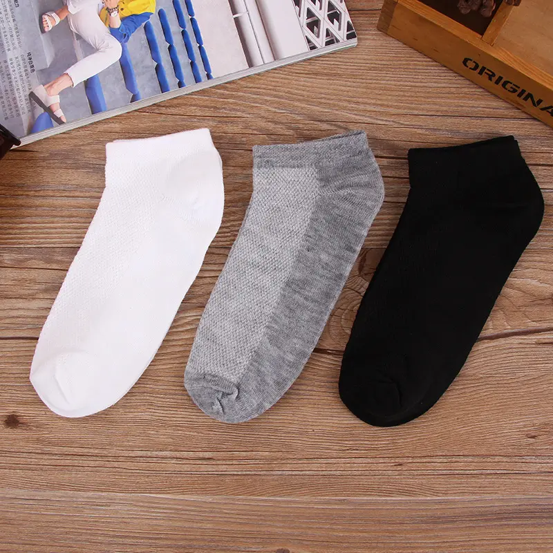Wholesale Mens Cotton Hosiery Solid Colour Breathable Low Cut Short Ankle Socks Casual Sports Socks