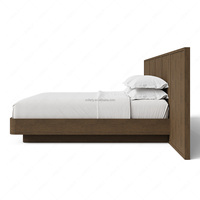 Lit double FERLY de style japonais moderne, en bois massif, avec panneaux extensibles et rangement pour la chambre à coucher