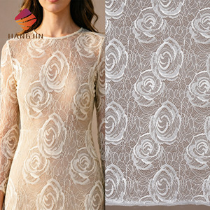 Dernière collection 2026 : Tissu en dentelle cordonnée 100 % nylon brodée, style floral français, guipure Chantilly pour robes <span class=keywords><strong>de</strong></span> mariée - Product Image 1