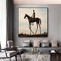 Peinture à l'huile encadrée sur toile, peinte à la main et personnalisée, représentant un homme et un cheval, pour décoration murale moderne, cadeau idéal pour la maison.