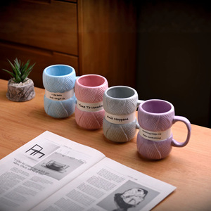 <span class=keywords><strong>Mug</strong></span> à café en céramique tricoté amusant et original pour femmes et hommes, idéal comme cadeau - Product Image 4
