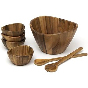 Salade en bois et bol à mélanger Dessert ustensile de cuisine bol à pâte pour servir une pièce en bois élégante - Product Image 3