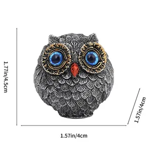 Décorations décoratives : Sculpture d'hibou en résine, figurine d'hibou miniature mignonne, ornements de bureau pour cadeau d'enfant, étagère, chambre à coucher - Product Image 4