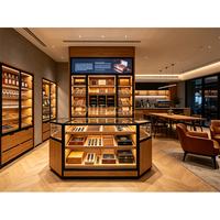 Meubles de magasin de tabac personnalisés, vitrine en verre pour magasin de cigares, éclairage LED, vitrine en verre pour cigares