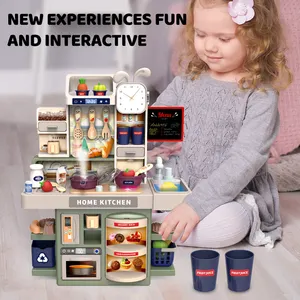 Leemook Kids Play Pretend Kitchen Set Realistic Play House Toy Food Toy Kitchen Toy For Girls Kids With Light And Sound