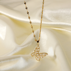 <span class=keywords><strong>Collier</strong></span> papillon en cristal <span class=keywords><strong>fantaisie</strong></span>, bijoux en acier inoxydable plaqué or 18 carats, cadeau, pendentif papillon en zircon cubique, <span class=keywords><strong>collier</strong></span> pour femmes - Product Image 5