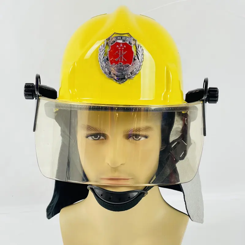 Casque de protection de pompier de bonne qualité, casque de sécurité de pompier avec bouclier et châle ignifuge