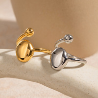 Bague ouverte Gaovo en acier inoxydable plaqué or 18 carats avec boule géométrique, bijou tendance et minimaliste pour femme