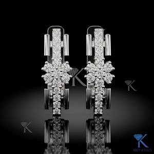 Lab Grown CVD HPHT Diamond Floral Cluster Huggie <b>Hoop</b> <b>Earrings</b> Pave 18K <b>Solid</b> Gold Fine Women's Jewelry Wedding Gift - Product Image 3
