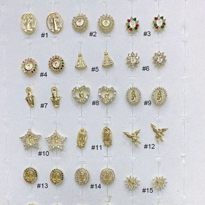 EC1812-<span class=keywords><strong>Mini</strong></span> <span class=keywords><strong>pendientes</strong></span> de oro de 18k con zirconia cúbica, joyería fina con incrustaciones de Diamante, para Madre María, Virgen de Guadalupe, san Benito - Product Image 5