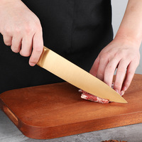 Golden Fournisseur Ensemble de couteaux Santoku Couteau de chef à revêtement antiadhésif Manche en plastique Matériau métallique pour usage domestique professionnel dans la cuisine
