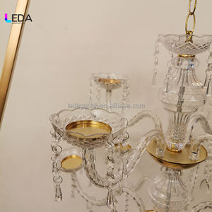 Support de bougie en cristal LEDA Gold Diamond Candelabra pour mariage, centre de table pour décoration de réception - Product Image 4