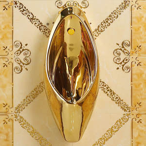 Fournisseurs chinois d'<span class=keywords><strong>urinoir</strong></span> en céramique à capteur bon marché, toilettes murales au design moderne pour garçons de couleur dorée - Product Image 2
