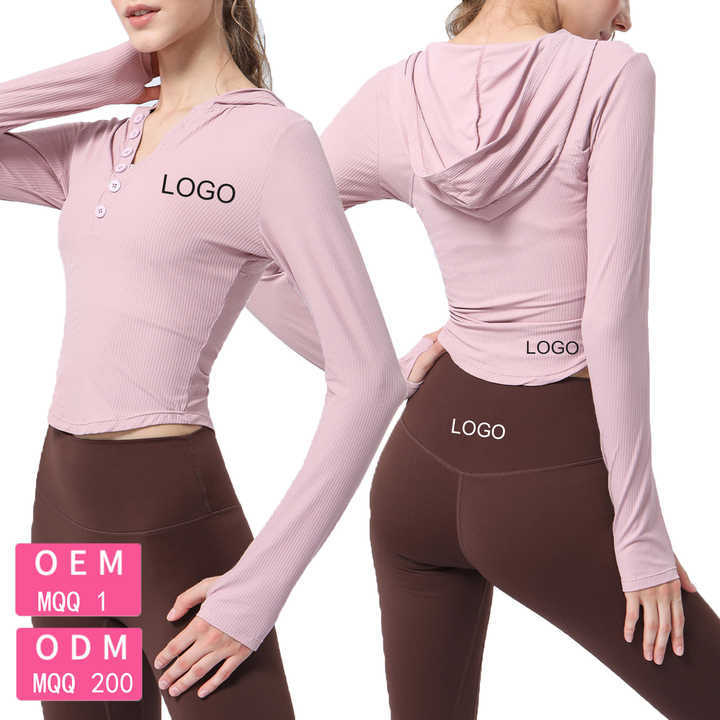 Customization High Quality Casual Fashion Spring and Winter Lightweight New Style Rib Long Sleeve Fitness Women AI Yoga Hoodie