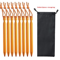 Ensemble de piquets de tente en aluminium avec sac de rangement, piquets de camping triangulaires épaissis avec corde pour tente, bâche, auvent