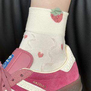 Cute Mid Calf <b>Socks</b> For Women Japanese Style <b>Breathable</b> Soft Cotton <b>Sock</b> With Fruit Pattern Fashionable Casual Wear - Product Image 3