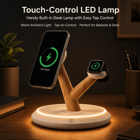 Support de charge sans fil magnétique 3-en-1 15W avec ports QC3.0 et Type-C, conception ignifuge pour téléphone portable, montre connectée et écouteurs