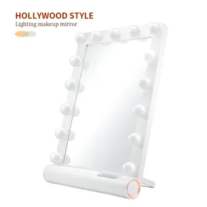 Голливудское зеркало для туалетного столика с подсветкой, настольное/настенное зеркало, 3 цветных режима освещения, умное сенсорное управление