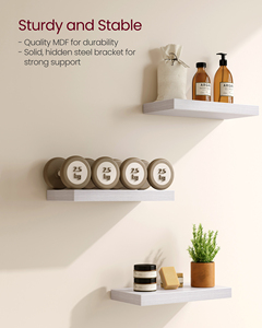 <span class=keywords><strong>Étagère</strong></span> <span class=keywords><strong>murale</strong></span> sculptée en érable blanc SONGMICS pour cadres photos, bijoux, décorations - Salon, cuisine, bureau - Product Image 3