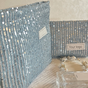 Nuova borsa di moda <span class=keywords><strong>accessori</strong></span> da <span class=keywords><strong>viaggio</strong></span> da <span class=keywords><strong>donna</strong></span> borsa cosmetica con cerniera da toilette Mini marsupio con paillettes borsa per trucco cosmetico - Product Image 3