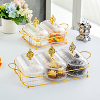 Snackbak met deksel, verdeelde serveerschaal, opbergdoos voor gedroogd fruit, snoep en noten, plastic snackorganizer voor de kamer of salontafel