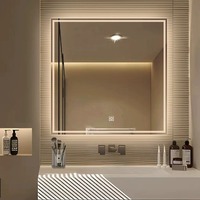 Miroir de salle de bain intelligent LED haute définition personnalisé en usine, à fixation murale, avec boutons tactiles intelligents pour hôtel et salon