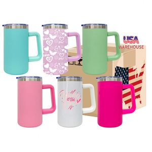 Paquete de 20 Tazas de Café Térmicas de Acero Inoxidable Blancas para Sublimación con Logotipo Personalizado, 20 oz, con Asa Extraíble de Plástico - Product Image 1